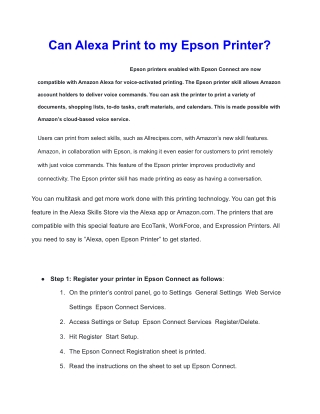 Can Alexa Print to my Epson Printer | Printer Guide