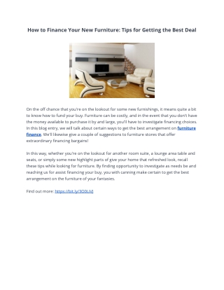 How to Finance Your New Furniture: Tips for Getting the Best Deal