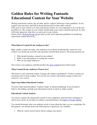 Golden Rules for Writing Fantastic Educational Content for Your Website