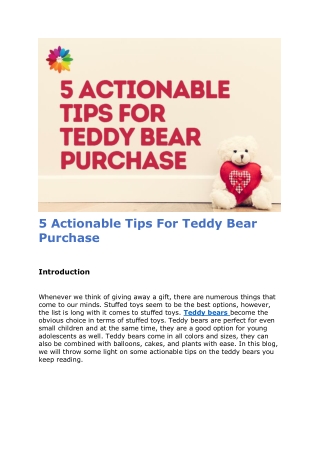 5 Actionable Tips For Teddy Bear Purchase