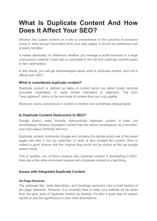 What Is Duplicate Content And How Does It Affect Your SEO