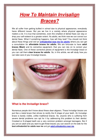 How To Maintain Invisalign Braces