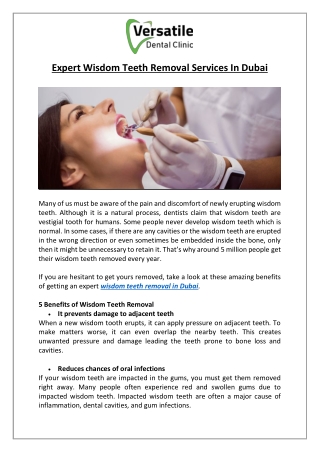 Expert Wisdom Teeth Removal Services In Dubai