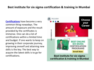 Best institute for six sigma certification & training in Mumbai