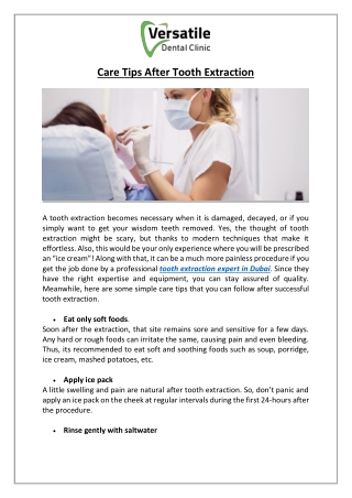 Care Tips After Tooth Extraction