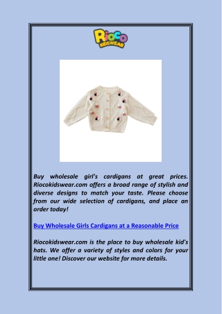 Buy Wholesale Girls Cardigans at a Reasonable Price