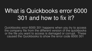 What is the Quickbooks error 6000 301 and how to fix it?