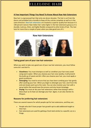A Few Important Things You Need To Know About Raw Hair Extensions