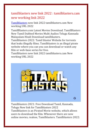 tamilblasters new link 2022  tamilblasters.cam new working link 2022