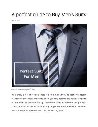 A Perfect Guide to Buy Men’s Suits