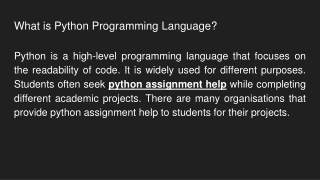 What is Python Programming Language