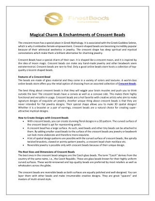 Magical Charm & Enchantments of Crescent Beads