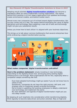 Key Elements Of Digital Transformation Solutions to Know in 2022