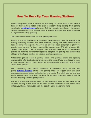 How To Deck Up Your Gaming Station
