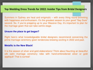 Top Wedding Dress Trends for 2022: Insider Tips from Bridal Designers