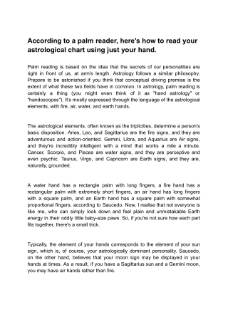 According to a palm reader, here's how to read your astrological chart using just your hand