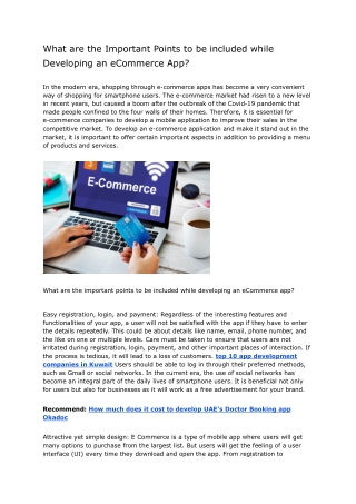 What are the Important Points to be included while Developing an eCommerce App_ - Google Docs