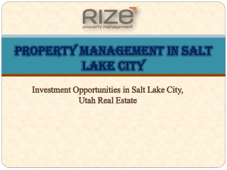 Investment Opportunities in Salt Lake City, Utah Real Estate