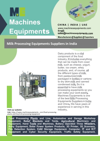 Milk Processing Equipments Suppliers