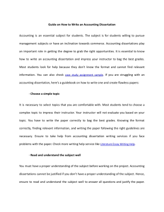 Guide on How to Write an Accounting Dissertation