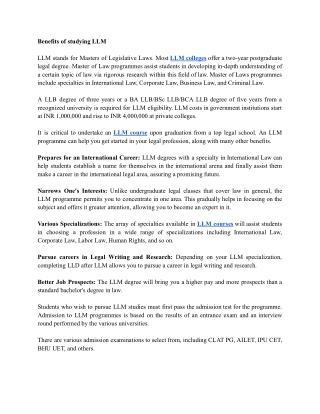 Benefits of studying LLM college