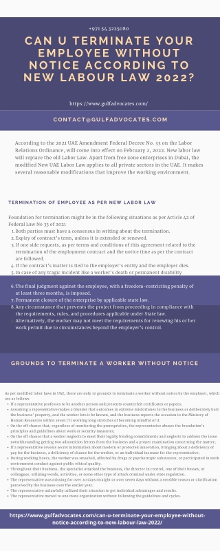 Can u terminate your employee without notice according to new labour law 2022