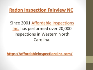 Radon Inspection Fairview NC