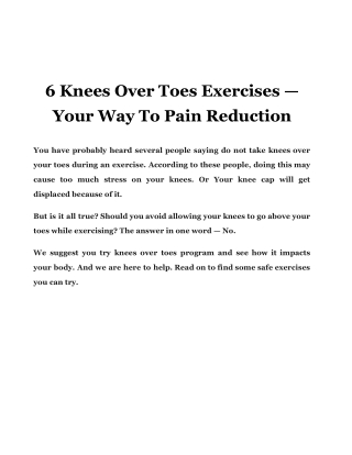 6 Knees Over Toes Exercises — Your Way To Pain Reduction