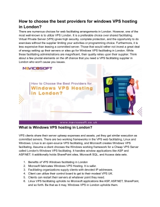 How to choose the best providers for windows VPS hosting in London