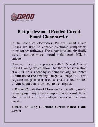 Printed Circuit Board Clone | Shenzhen OROD Technology Co. Ltd.