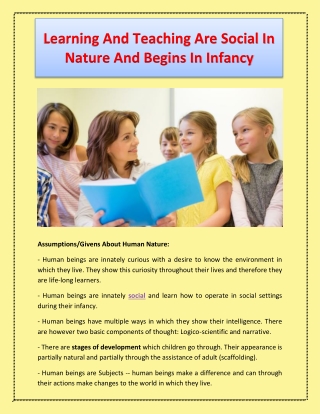 Learning And Teaching Are Social In Nature And Begins In Infancy
