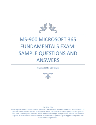 MS-900 Microsoft 365 Fundamentals Exam: Sample Questions and Answers