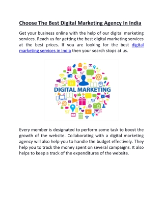 Choose The Best Digital Marketing Agency In India