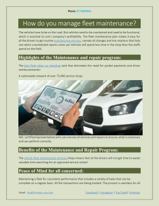 How do you manage fleet maintenance