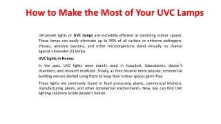 How to Make the Most of Your UVC Lamps