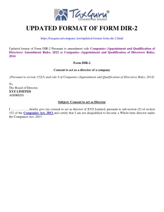 Updated format of Form DIR-2