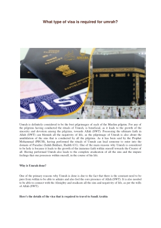 What type of visa is required for umrah