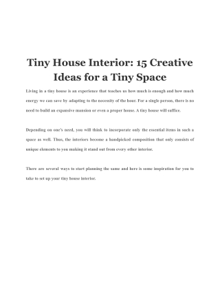 Tiny House Interior: 15 Creative Ideas for a Tiny Space