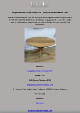 Bespoke Furniture for Sale in Uk | Builtcustomwoodwork.com