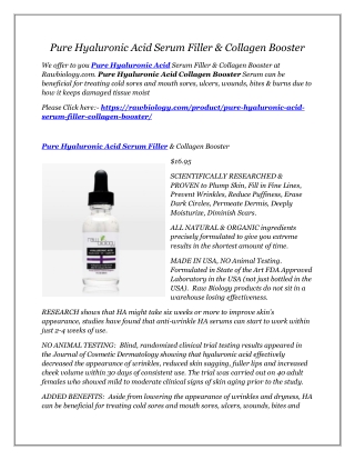 Pure hyaluronic acid