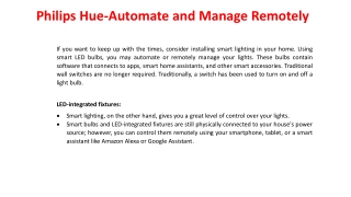 Philips hue-Automate and manage remotely