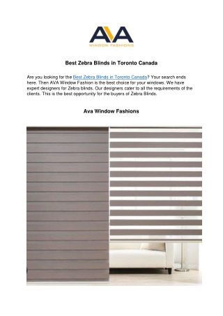 Best Zebra Blinds in Toronto Canada