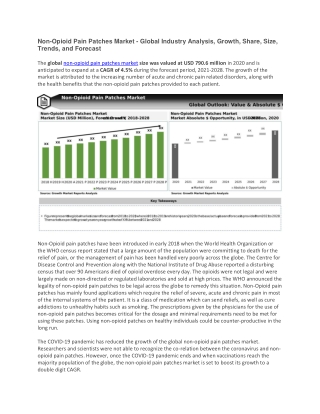 Non-Opioid Pain Patches Market