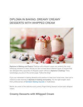 DIPLOMA IN BAKING_ DREAMY CREAMY DESSERTS WITH WHIPPED CREAM