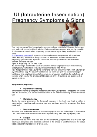 IUI (Intrauterine Insemination) Pregnancy Symptoms & Signs