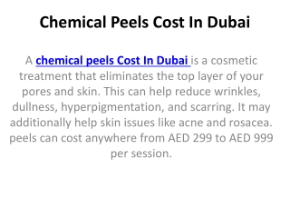 Chemical Peels Cost In Dubai