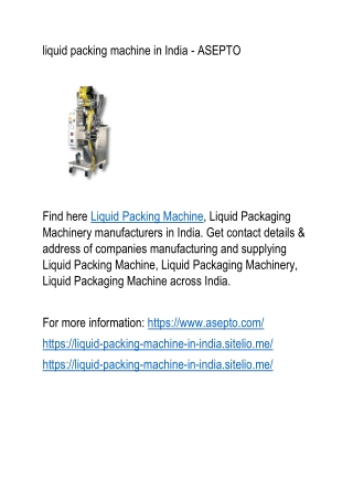 liquid packing machine in India