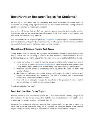 nutrition perspectives (research paper)