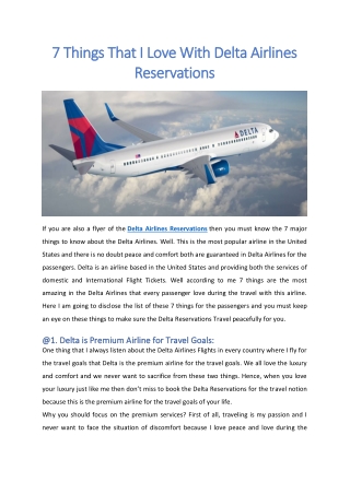 7 Things With Delta Airlines Reservations