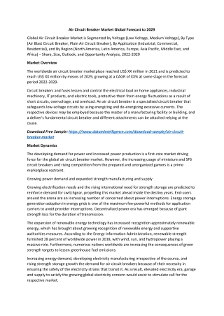 Air Circuit Breaker Market Global Forecast to 2029